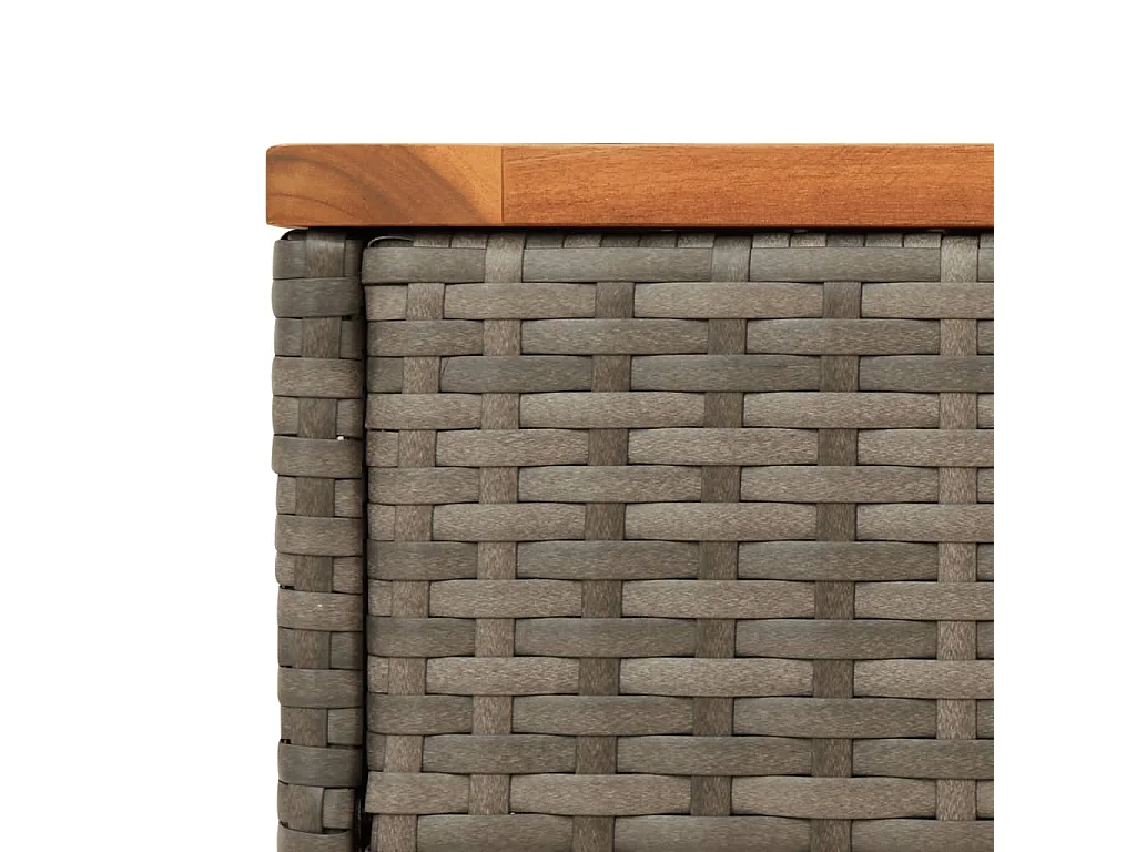 Garten-Beistelltisch mit Holzplatte Grau 58x27,5x55 cm Rattan