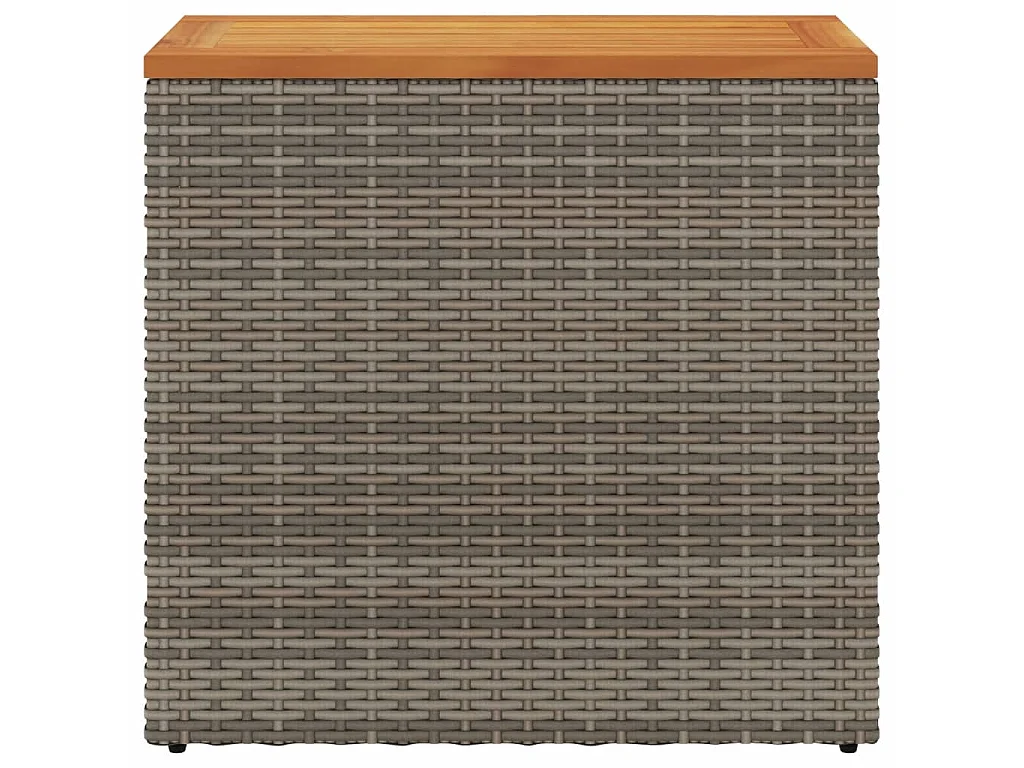 Garten-Beistelltisch mit Holzplatte Grau 58x27,5x55 cm Rattan