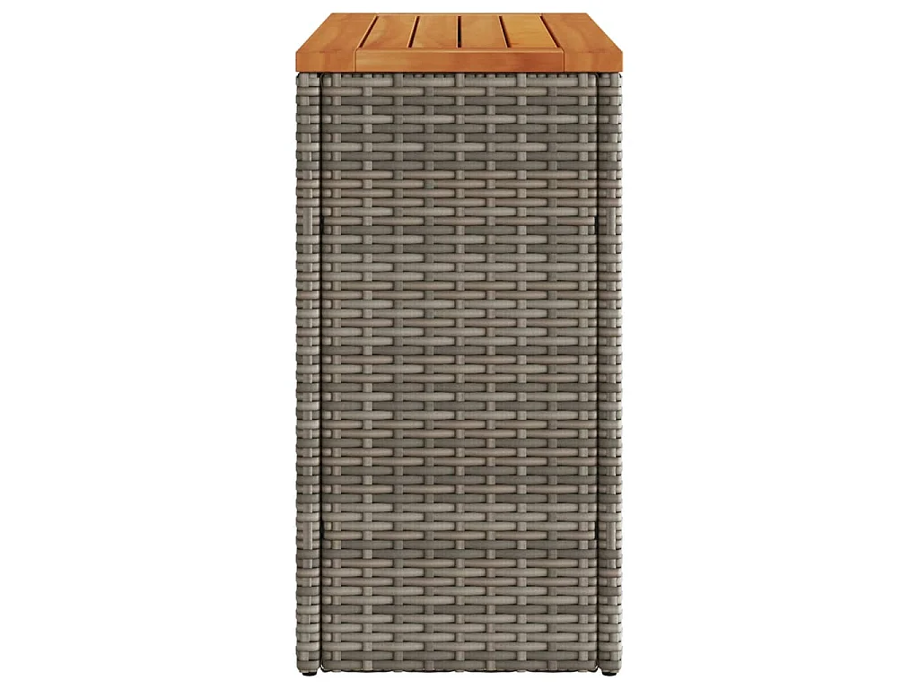Garten-Beistelltisch mit Holzplatte Grau 58x27,5x55 cm Rattan