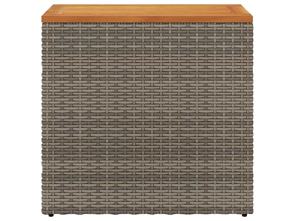 Garten-Beistelltisch mit Holzplatte Grau 58x27,5x55 cm Rattan