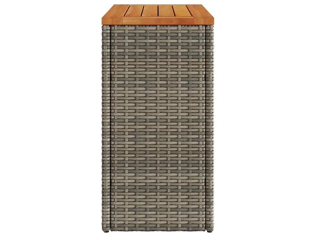 Garten-Beistelltisch mit Holzplatte Grau 58x27,5x55 cm Rattan
