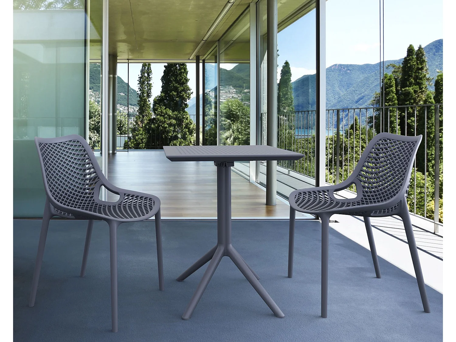 Table d'appoint de jardin - carré - Plastique - 60 x 60 cm - Gris foncé - Sky
