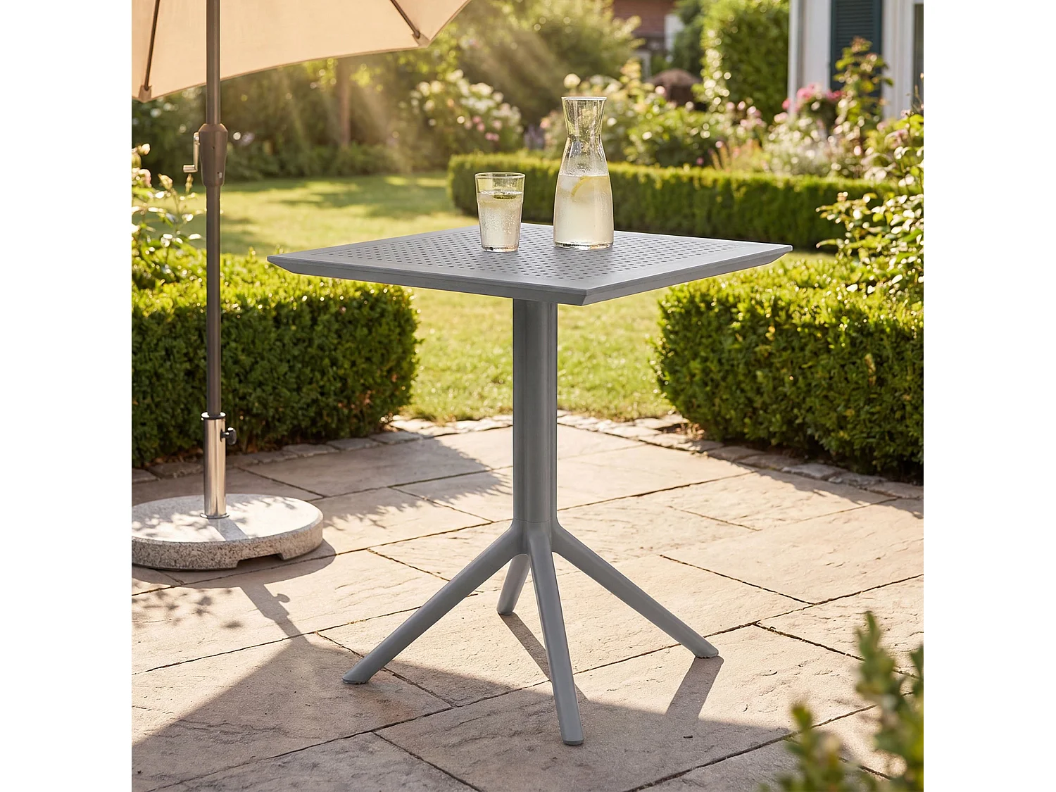 Table d'appoint de jardin - carré - Plastique - 60 x 60 cm - Gris foncé - Sky