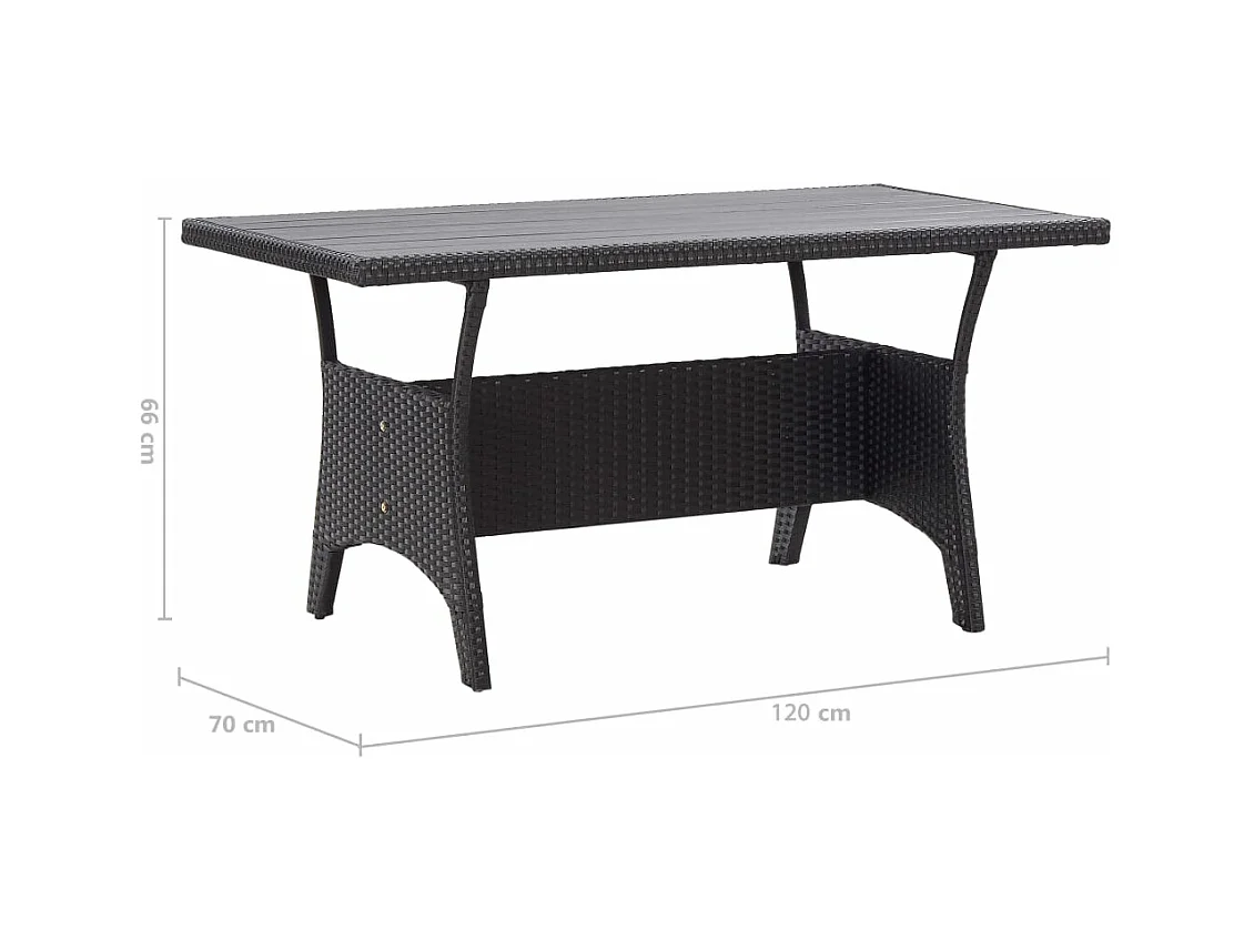 Table de jardin noir 120x70x66 cm Résine tressée