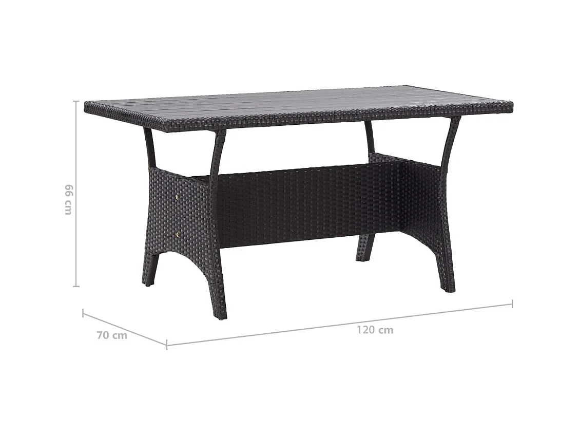 Table de jardin noir 120x70x66 cm Résine tressée