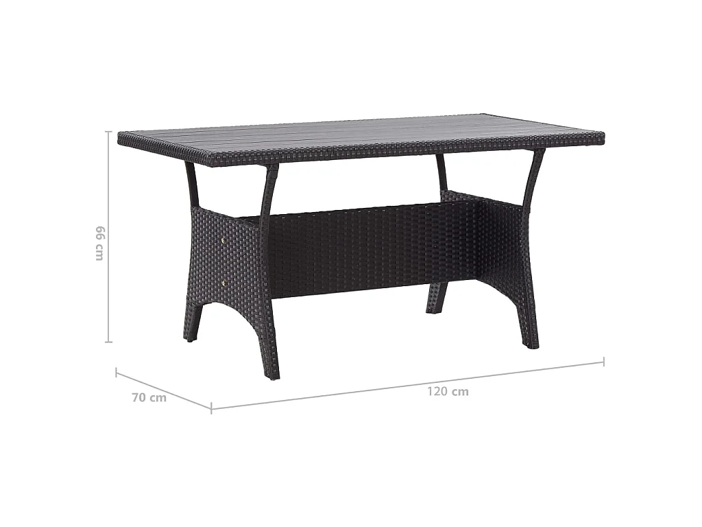 Gartentisch Schwarz 120x70x66 cm Poly Rattan