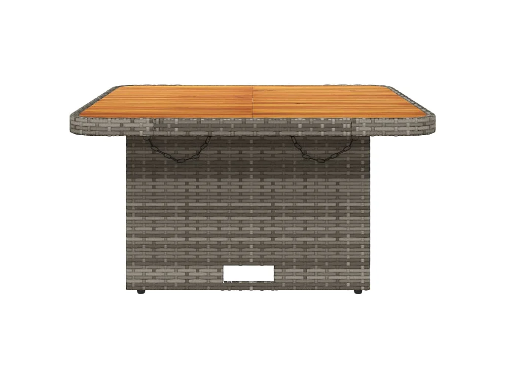 Table de jardin gris 80x80x71 cm résine tressée et bois acacia