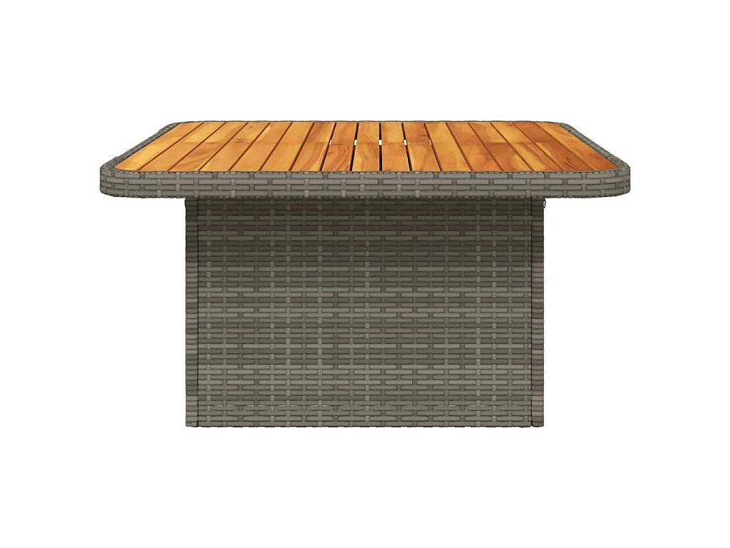 Table de jardin gris 80x80x71 cm résine tressée et bois acacia