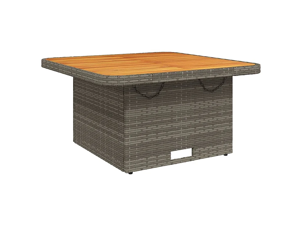 Table de jardin gris 80x80x71 cm résine tressée et bois acacia