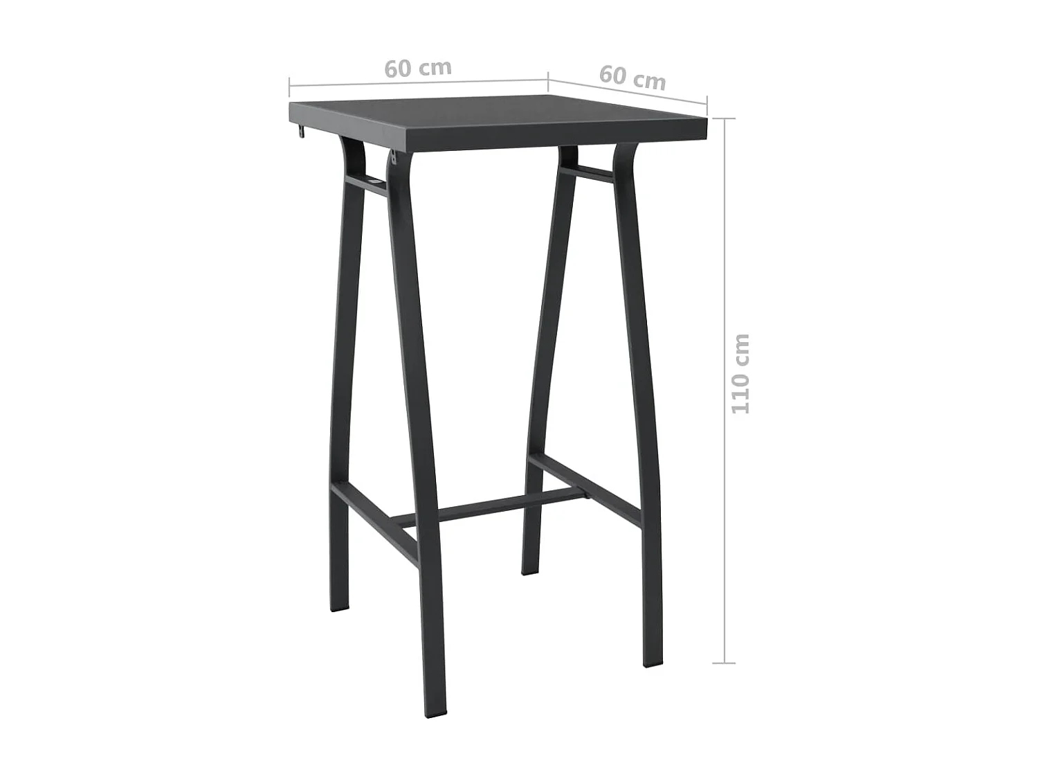 Table de bar de jardin Noir 60x60x110 cm Verre trempé