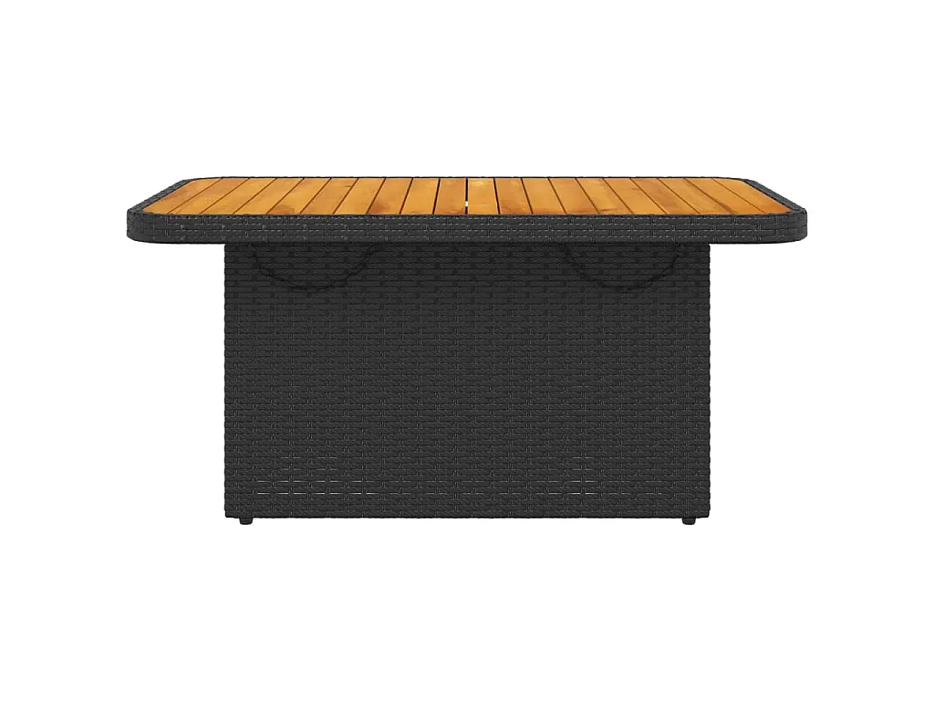 Table de jardin noir 90x55x71 cm résine tressée et bois acacia