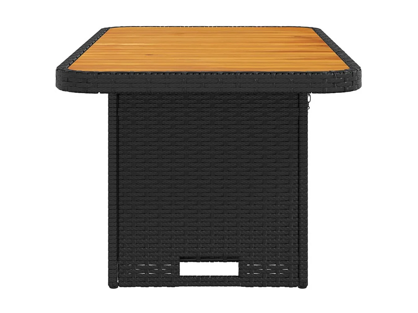 Table de jardin noir 90x55x71 cm résine tressée et bois acacia