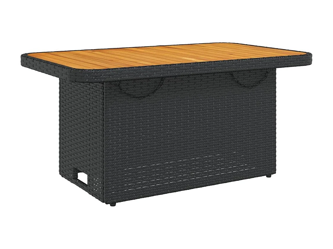 Table de jardin noir 90x55x71 cm résine tressée et bois acacia