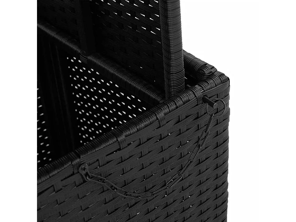 Table de jardin noir 90x55x71 cm résine tressée et bois acacia