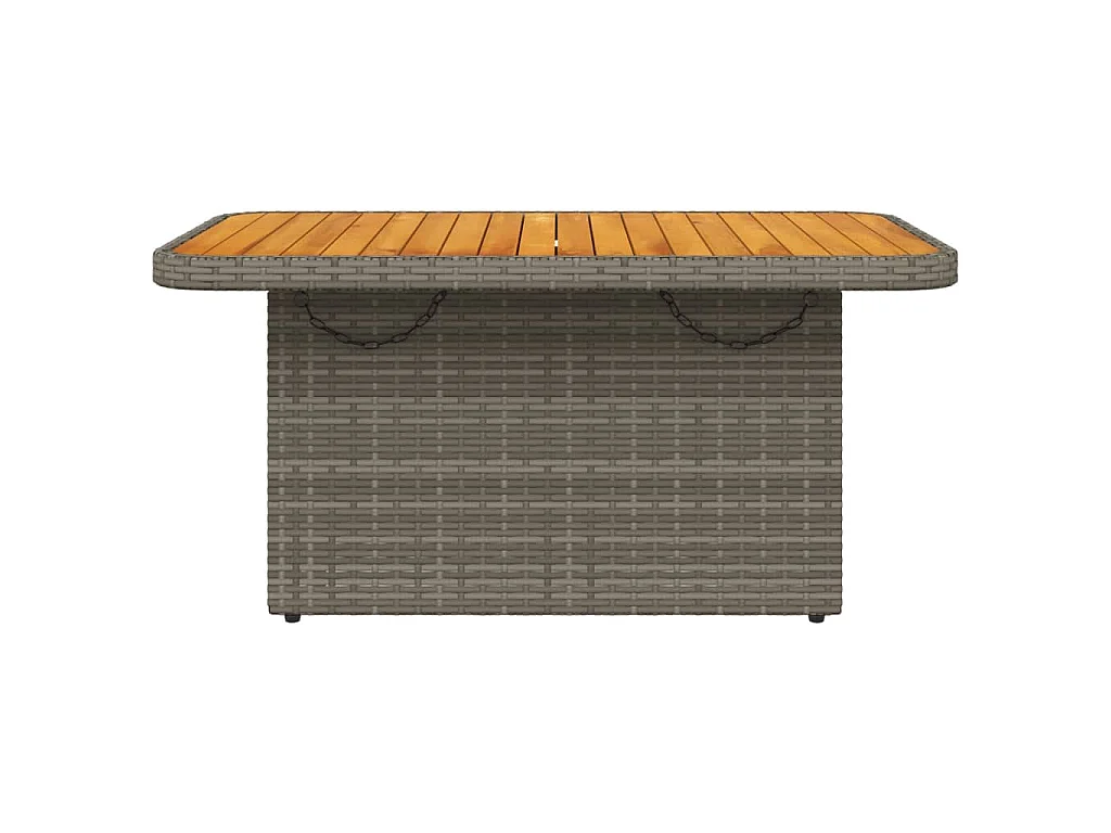 Table de jardin gris 90x55x71cm Résine tressée et bois d'acacia
