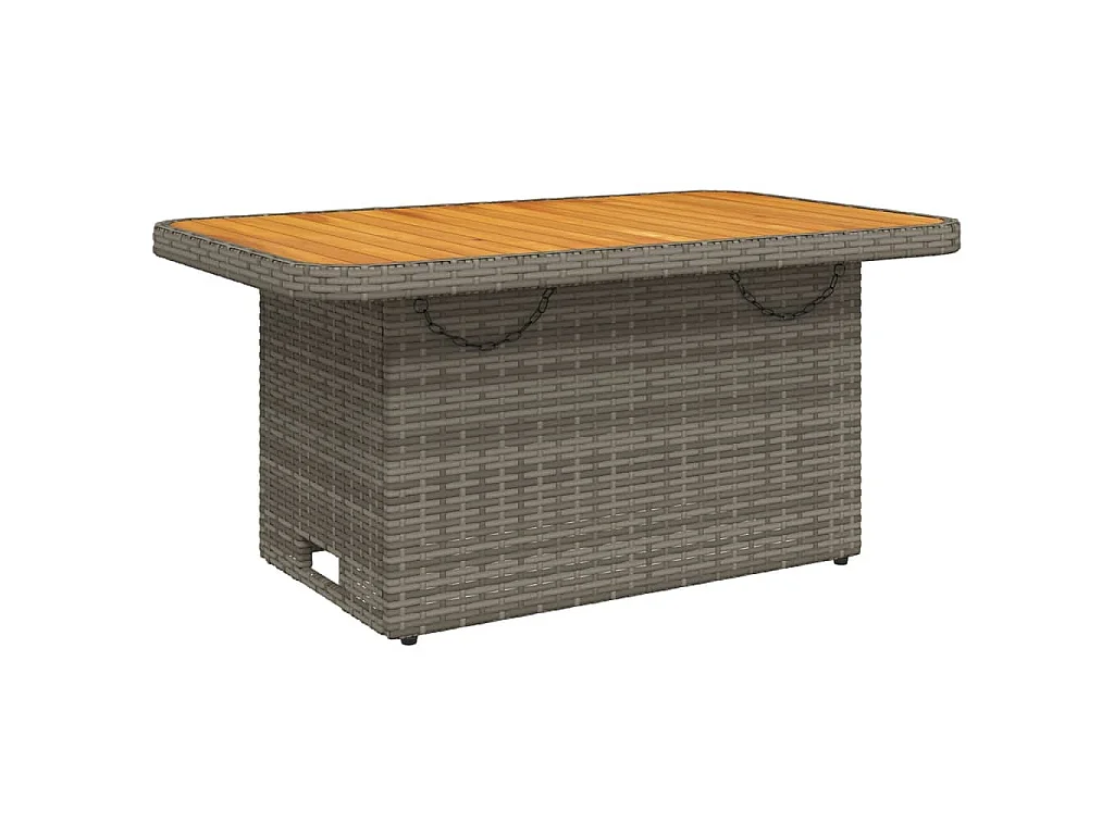 Table de jardin gris 90x55x71cm Résine tressée et bois d'acacia