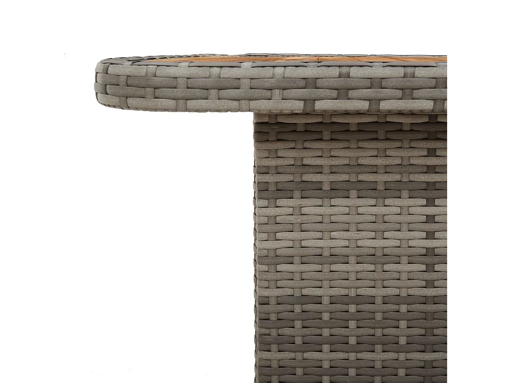 Table de jardin gris 90x55x71cm Résine tressée et bois d'acacia