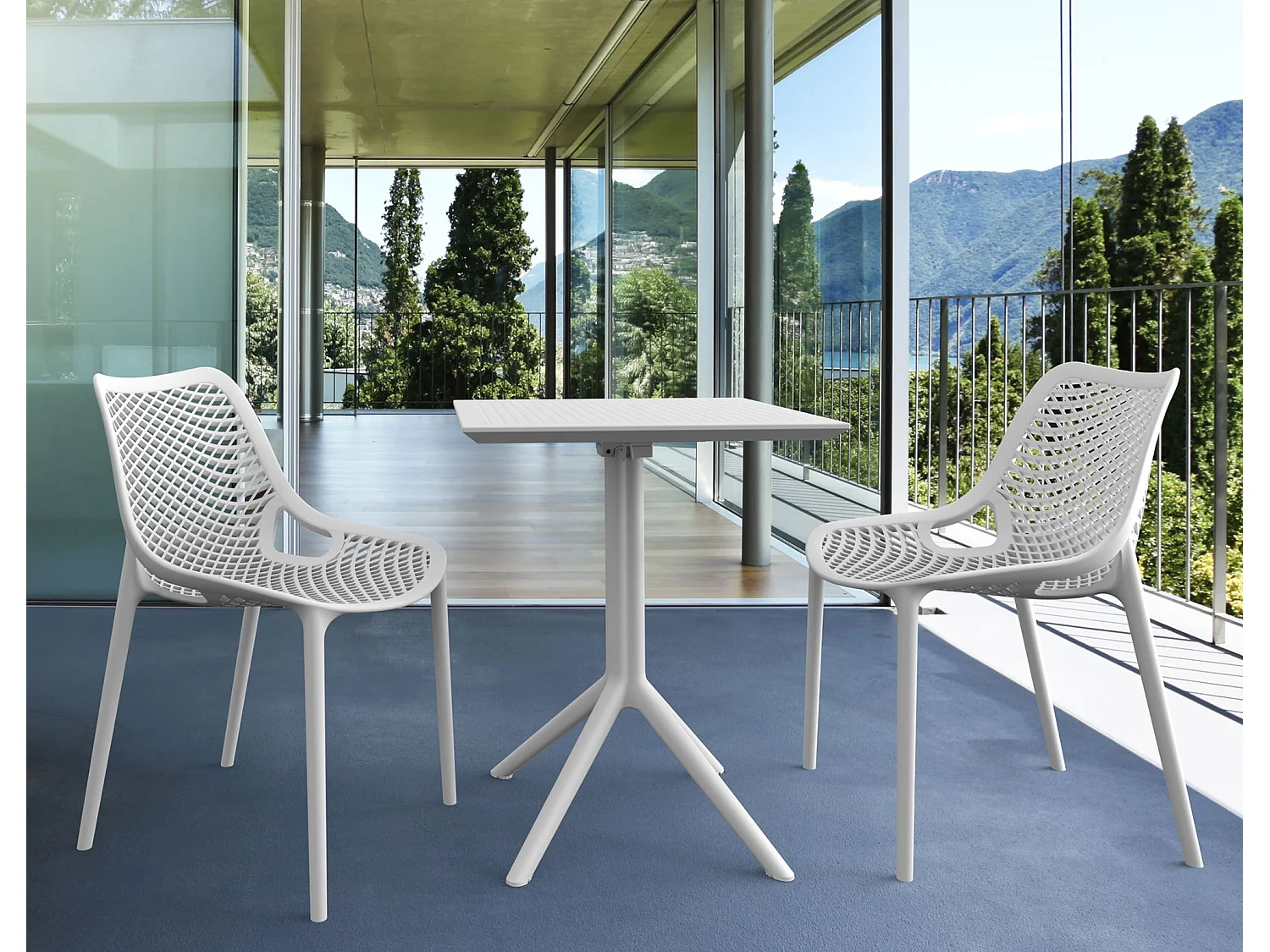 Table d'appoint de jardin - carré - Plastique - 60 x 60 cm - Blanc - Sky