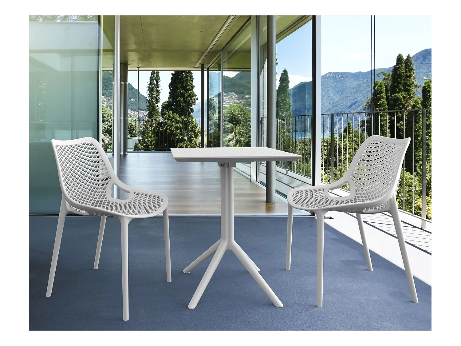 Gartenbeistelltisch - eckig - Kunststoff - 60 x 60 cm - weiß - Sky