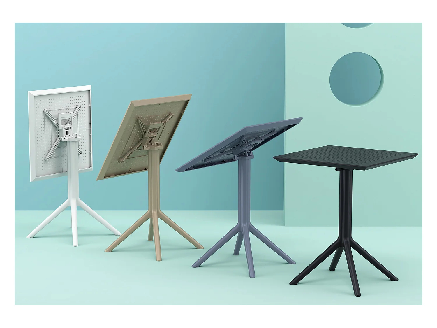 Gartenbeistelltisch - eckig - Kunststoff - 60 x 60 cm - weiß - Sky