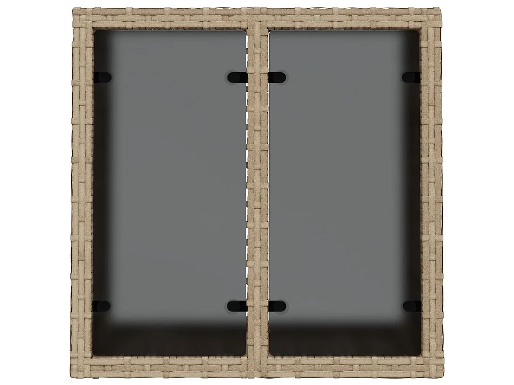 Tuintafel met glazen blad 55x55x37 cm poly rattan beige