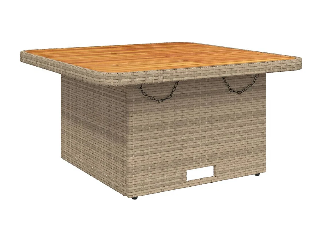 Tavolo da Giardino Beige 80x80x71cm Polyrattan e Legno Acacia