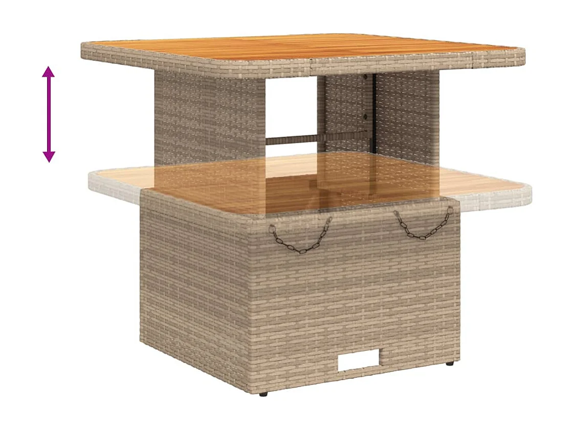 Tavolo da Giardino Beige 80x80x71cm Polyrattan e Legno Acacia