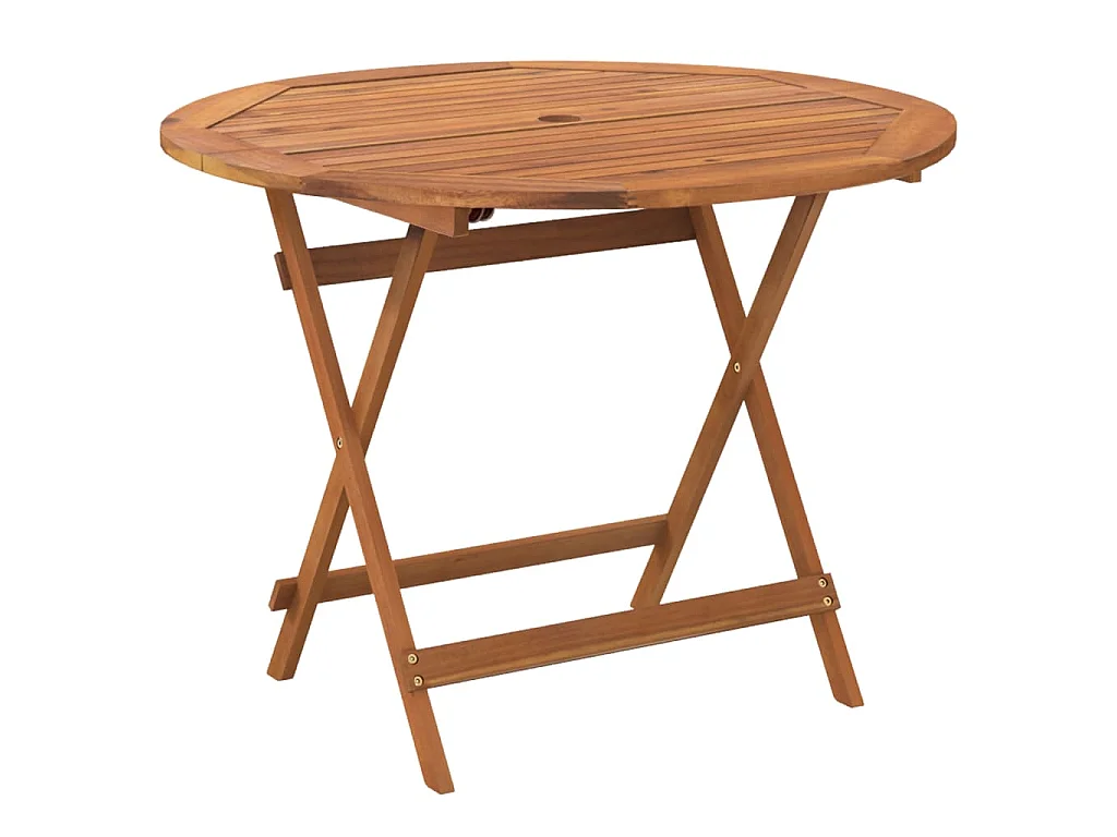 Tavolo da Giardino Pieghevole Ø 90x75 cm Legno Massello Acacia