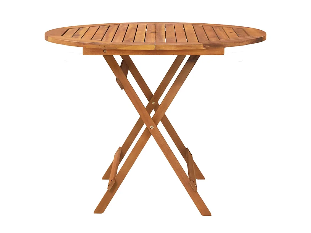 Tavolo da Giardino Pieghevole Ø 90x75 cm Legno Massello Acacia
