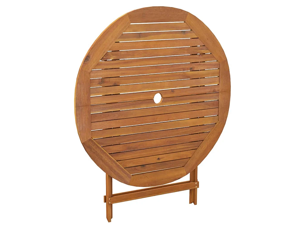 Tavolo da Giardino Pieghevole Ø 90x75 cm Legno Massello Acacia