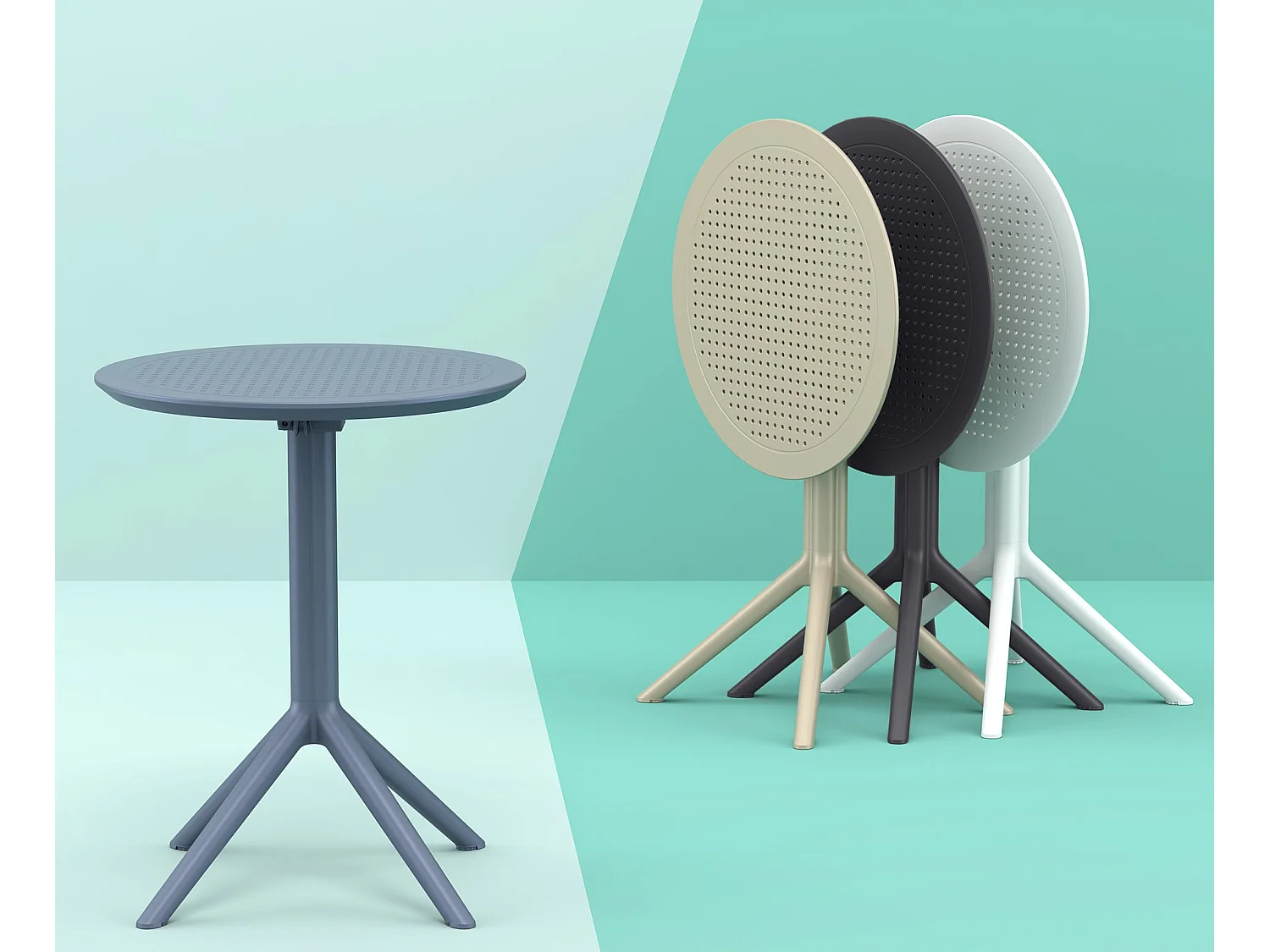 Table d'appoint de jardin - rond - Plastique - Gris foncé - Sky