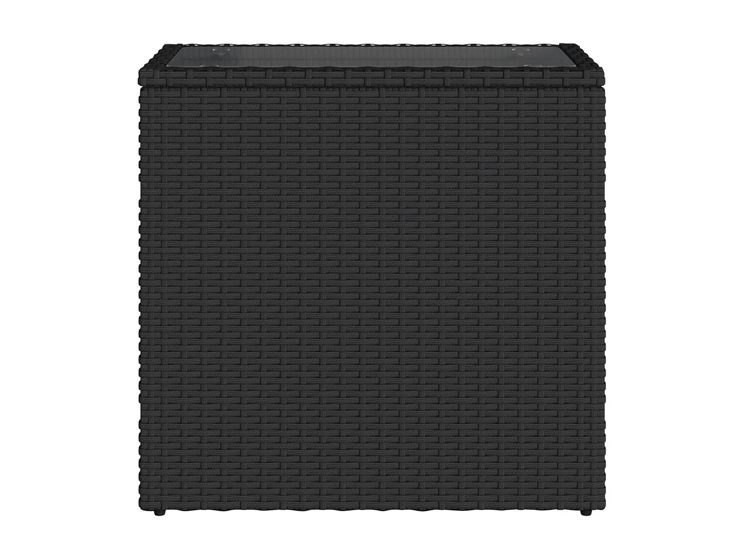 Mesa auxiliar jardín tapa vidrio ratán PE negro 58x27,5x55 cm