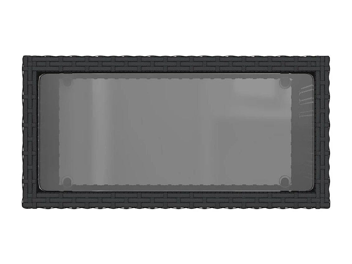 Mesa auxiliar jardín tapa vidrio ratán PE negro 58x27,5x55 cm