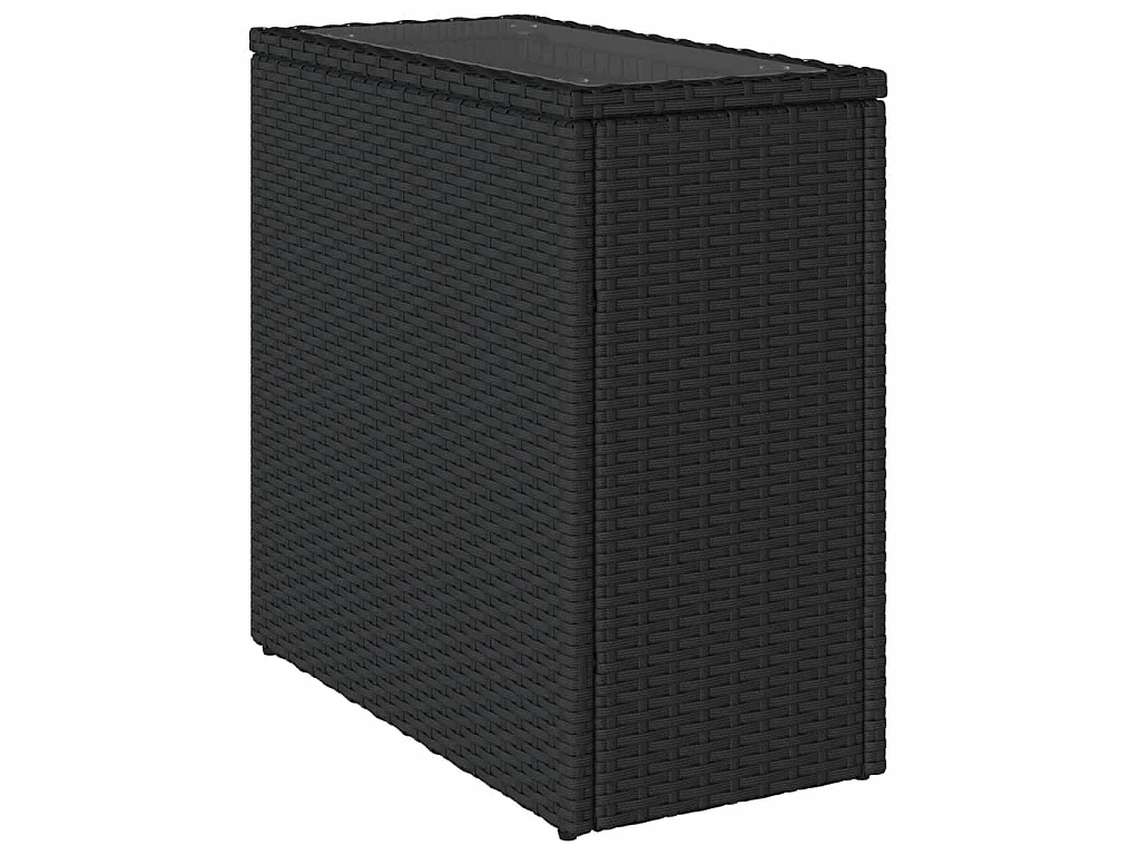 Table d'appoint de jardin avec dessus en verre noir rotin