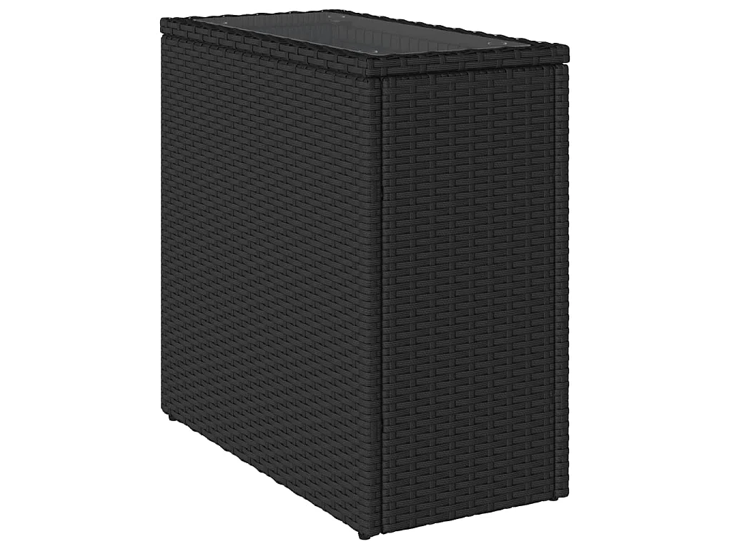 Table d'appoint de jardin avec dessus en verre noir rotin