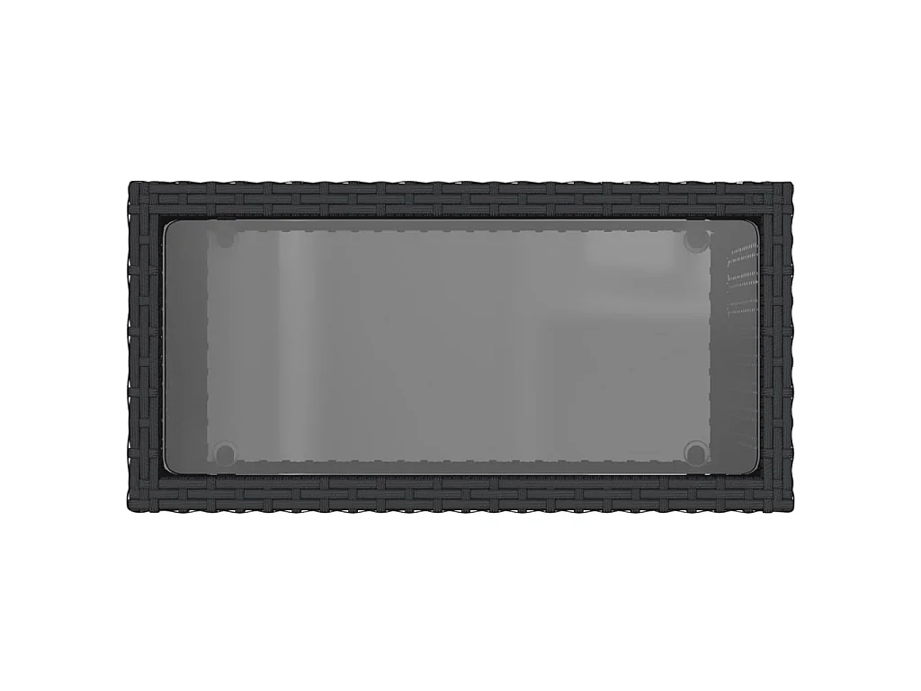 Table d'appoint de jardin avec dessus en verre noir rotin