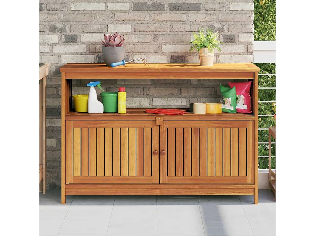 Mesa consola de jardín madera maciza acacia 110x35x75 cm