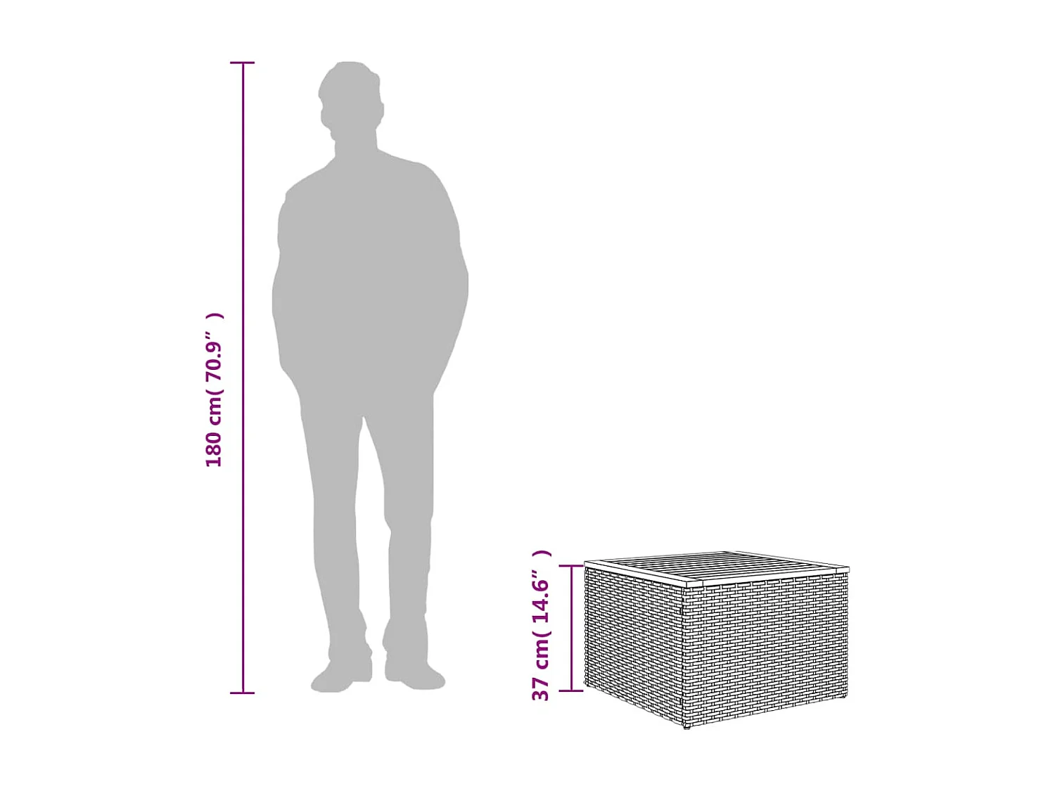 Tuintafel 55x55x37 cm poly rattan en acaciahout zwart