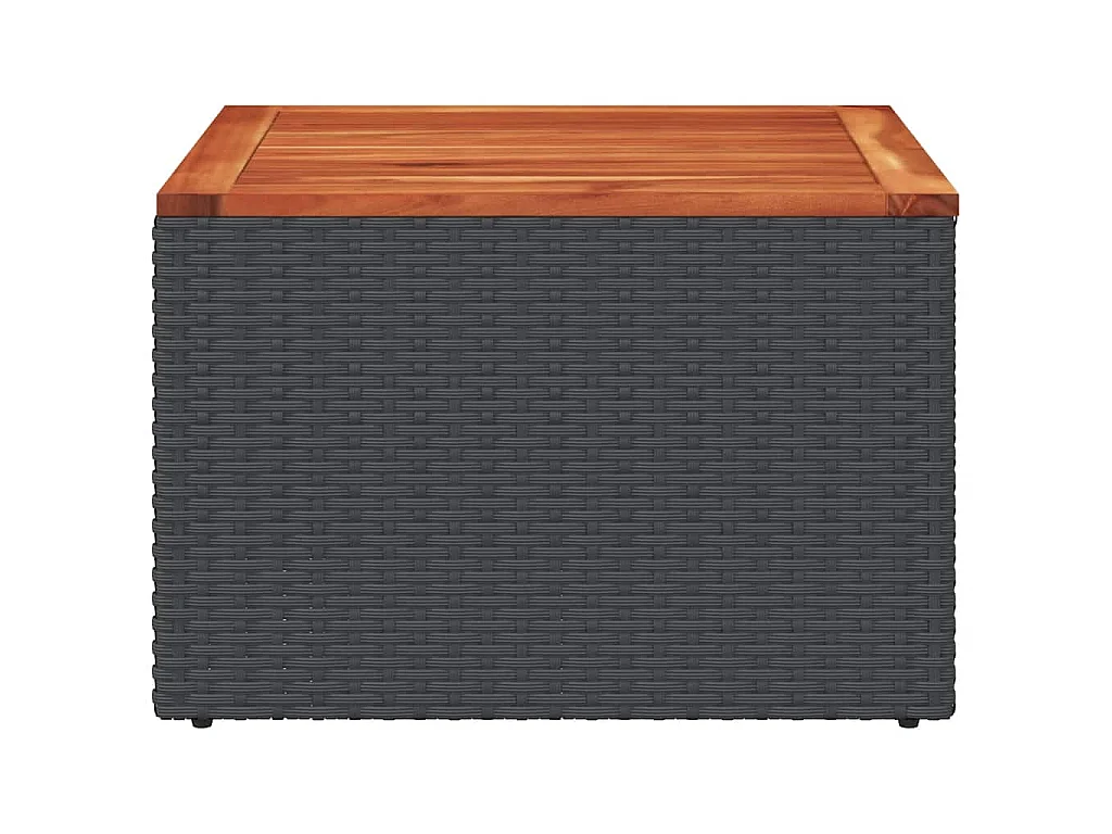 Table de jardin noire 55x55x37 cm résine tressée&bois d'acacia