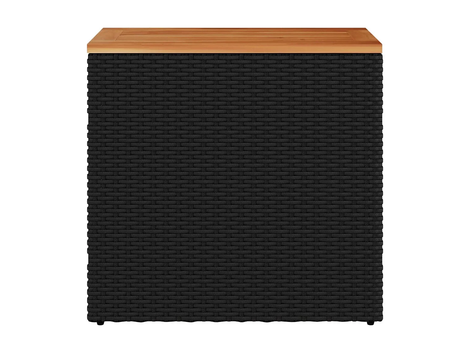 Garten-Beistelltisch mit Holzplatte Schwarz 58x27,5x55 cm Poly Rattan