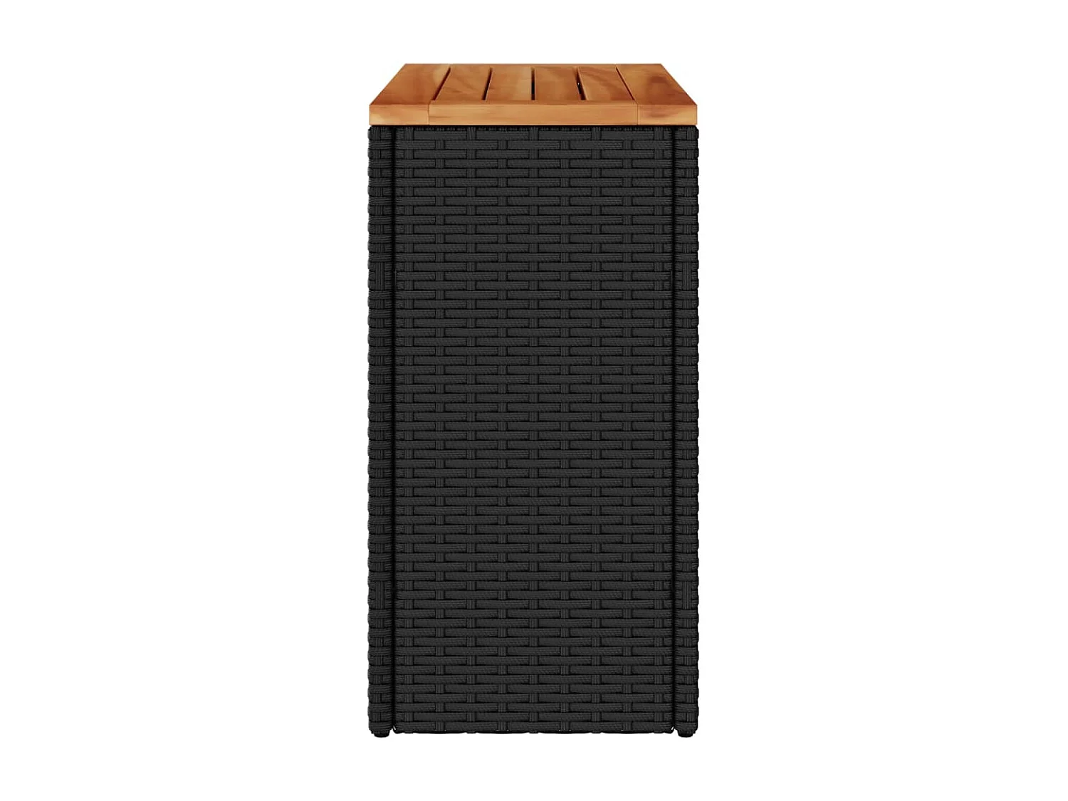 Garten-Beistelltisch mit Holzplatte Schwarz 58x27,5x55 cm Poly Rattan