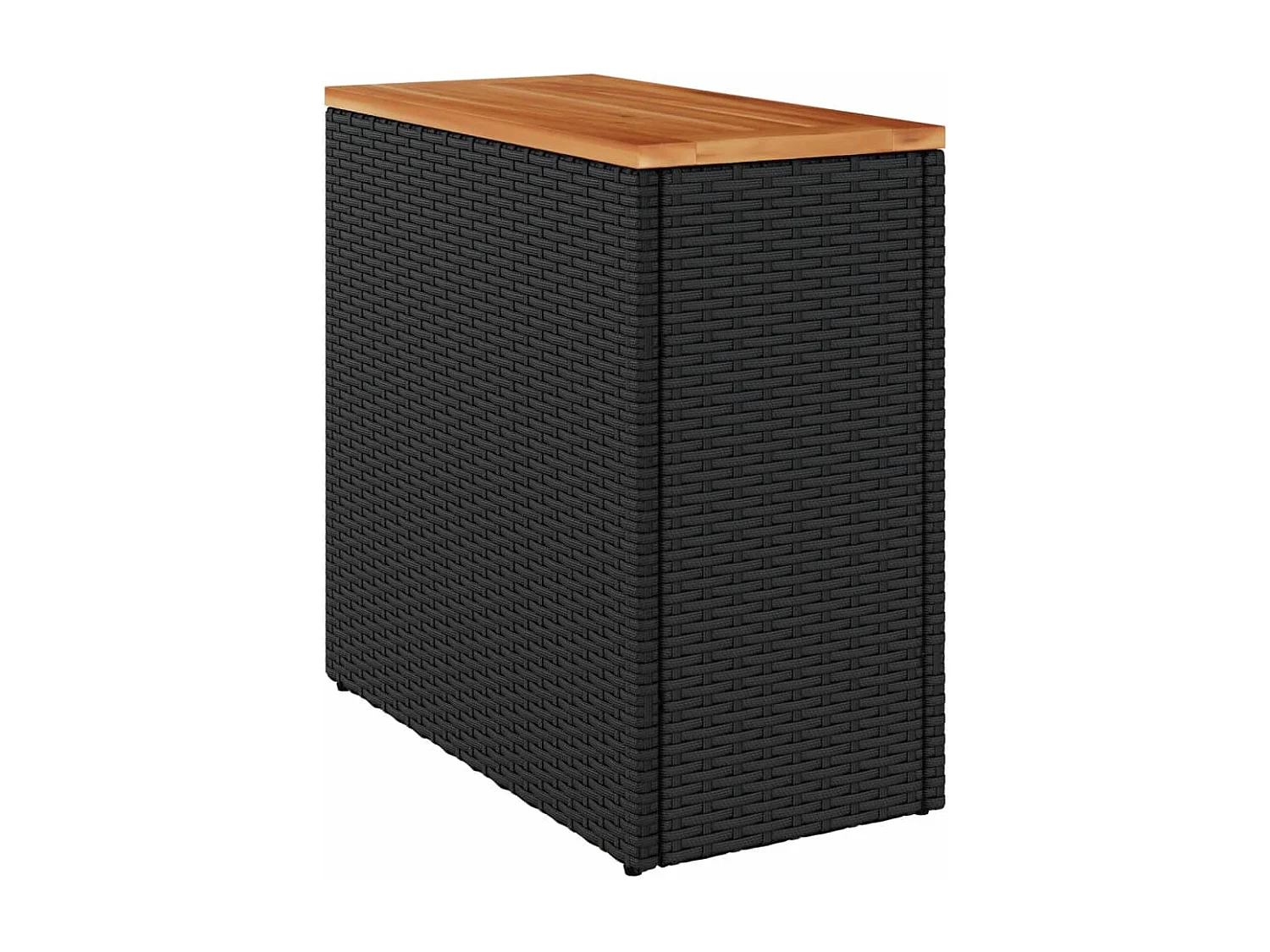 Table d'appoint de jardin avec plateau en bois noir 58 x 27,5 x 55 cm en résine tressée