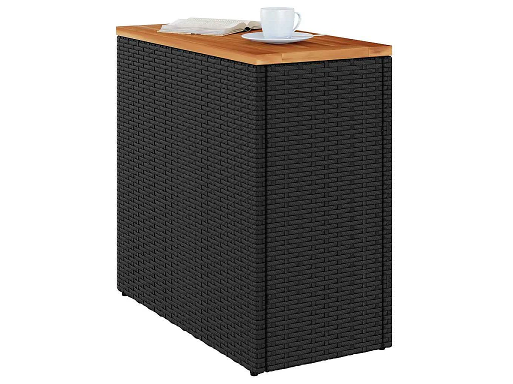 Garten-Beistelltisch mit Holzplatte Schwarz 58x27,5x55 cm