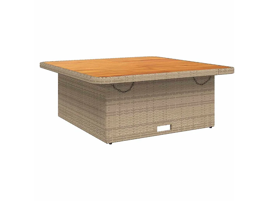 Mesa de jardim 110x110x71 cm vime PE e madeira de acácia bege