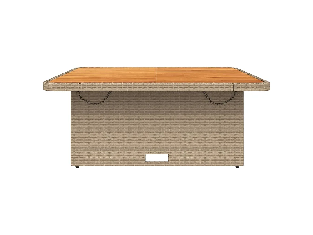 Mesa de jardim 110x110x71 cm vime PE e madeira de acácia bege