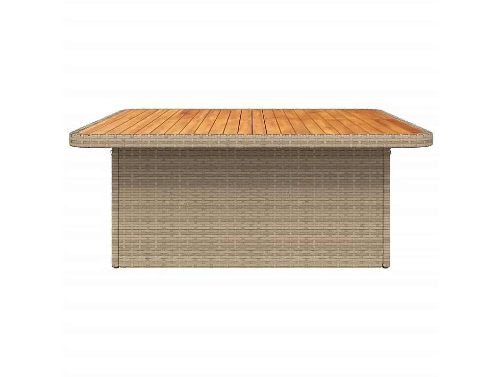 Mesa de jardim 110x110x71 cm vime PE e madeira de acácia bege
