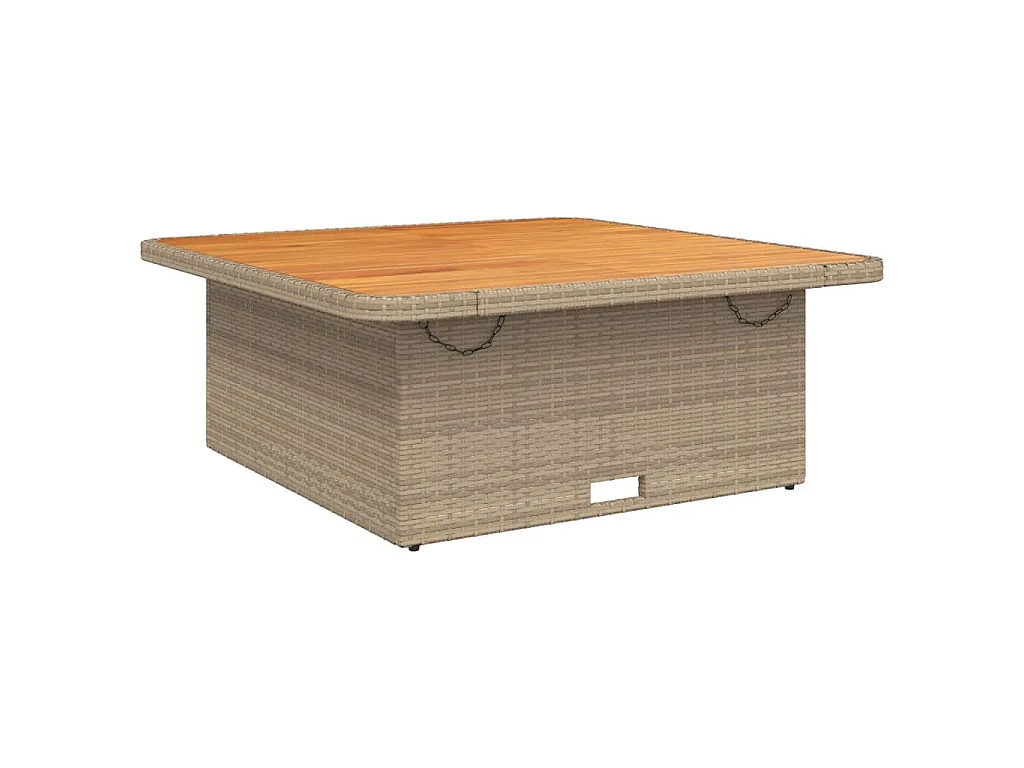 Mesa de jardim 110x110x71 cm vime PE e madeira de acácia bege