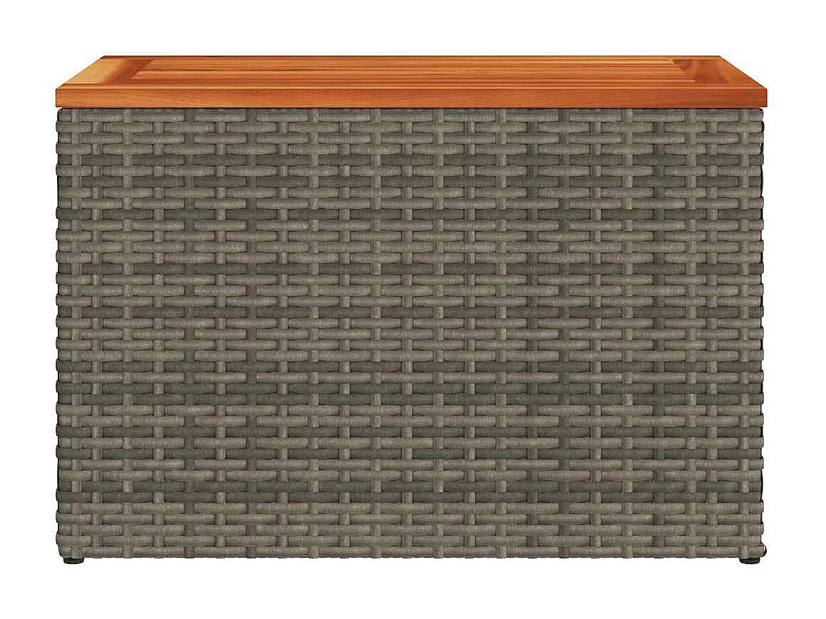 Garten-Beistelltische 2 Stk. Grau 55x34x37cm Poly Rattan Holz