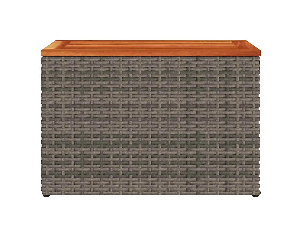 Mesas de apoio p/ jardim 2 pcs vime PE/madeira maciça cinzento