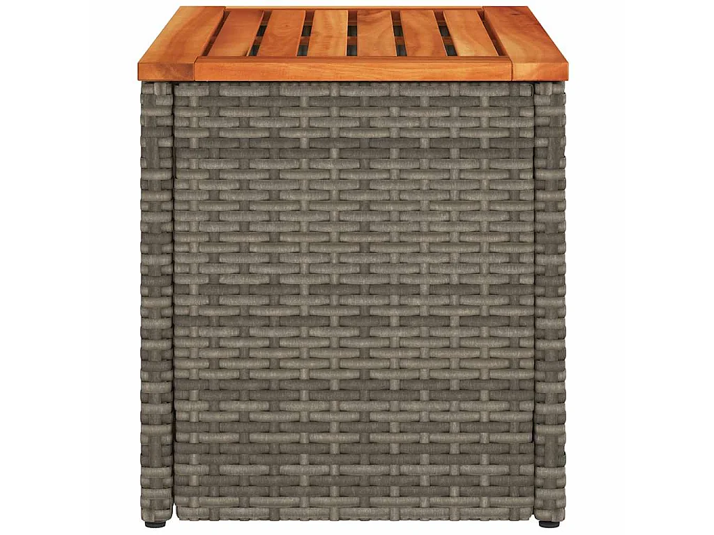 Mesas de apoio p/ jardim 2 pcs vime PE/madeira maciça cinzento